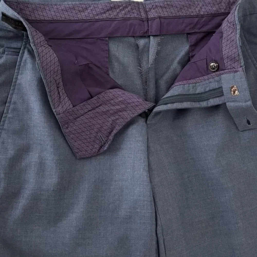 Ted Baker Pants Wool 32R X 33 Jerome Flat Front Preppy Quiet Luxury Old Money - Picture 10 of 12